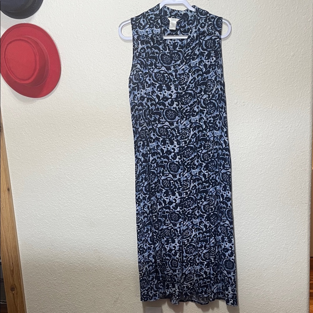 Christopher & Banks Navy Floral Maxi Dress. Slits Up Each Side Of Front. Size 16